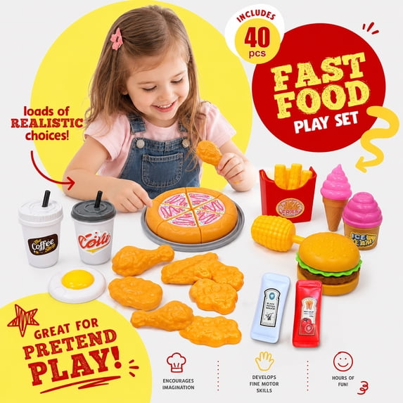 Flynow Kids Pop Up Hamburger Restaurant Play Tent, Playhouse Indoor Outdoor Folding Portable Play Tent for Kids Boys and Girls Role Play Camping Toys