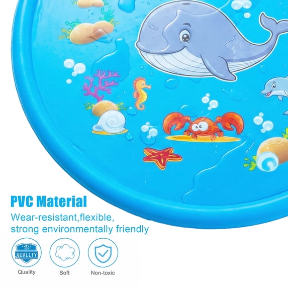 Flynow Splash Pad Sprinkler for Kids 67" Splash Play Mat Outdoor Water Toy Inflatable Splash Pad Baby Toddler 1-3 Years Old Pool Boy Girl Children Outside Backyard Dog Sprinkler for Age 2 4 5 6 7 8 9