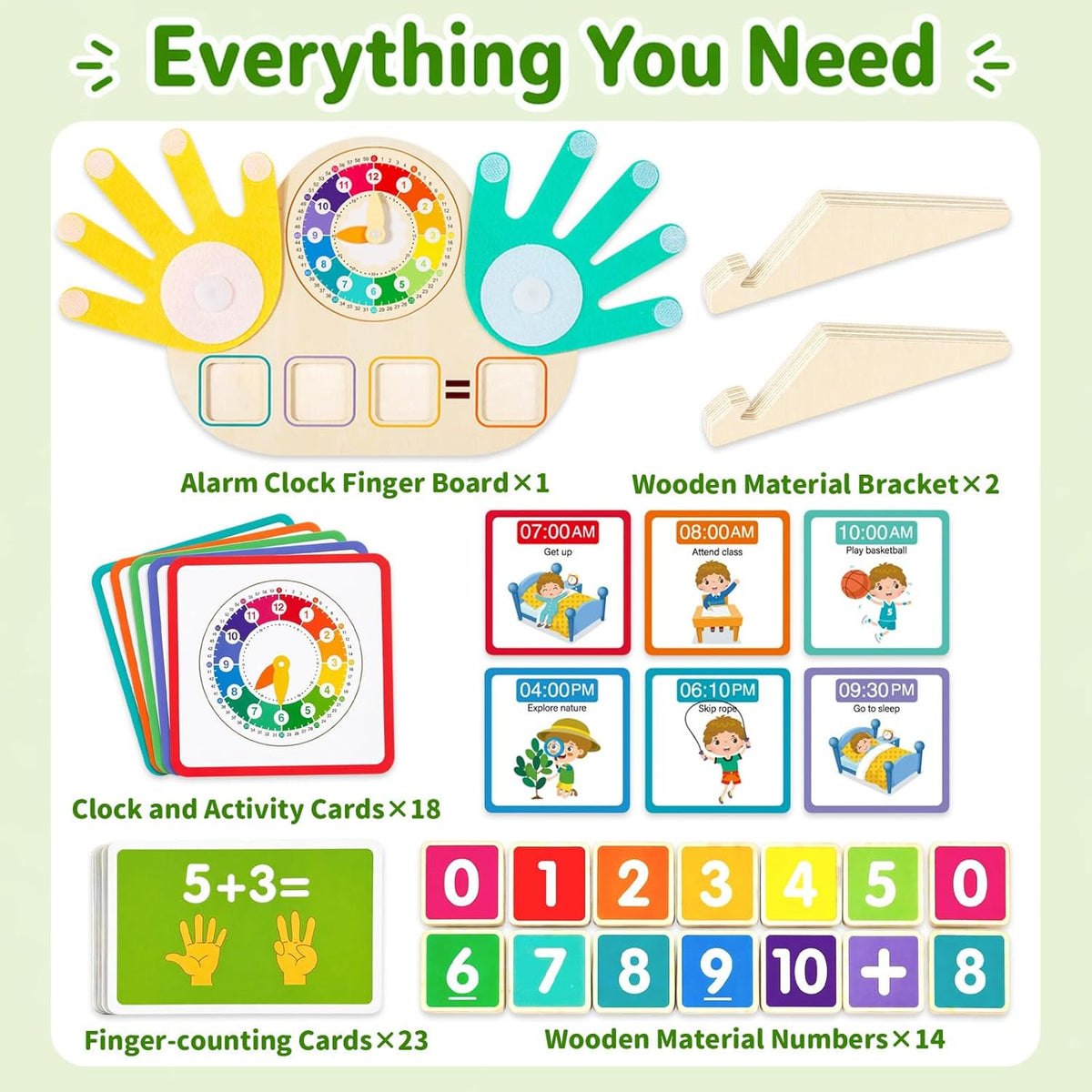 Flynow Toddler Learning Sensory Toys Preschool Educational Montessori Math Manipulatives Kid 1-5, Boy Girl Age 2 3 4 Year Old, Wood Finger Counting Tracing Board Birthday Christmas Holiday Gift
