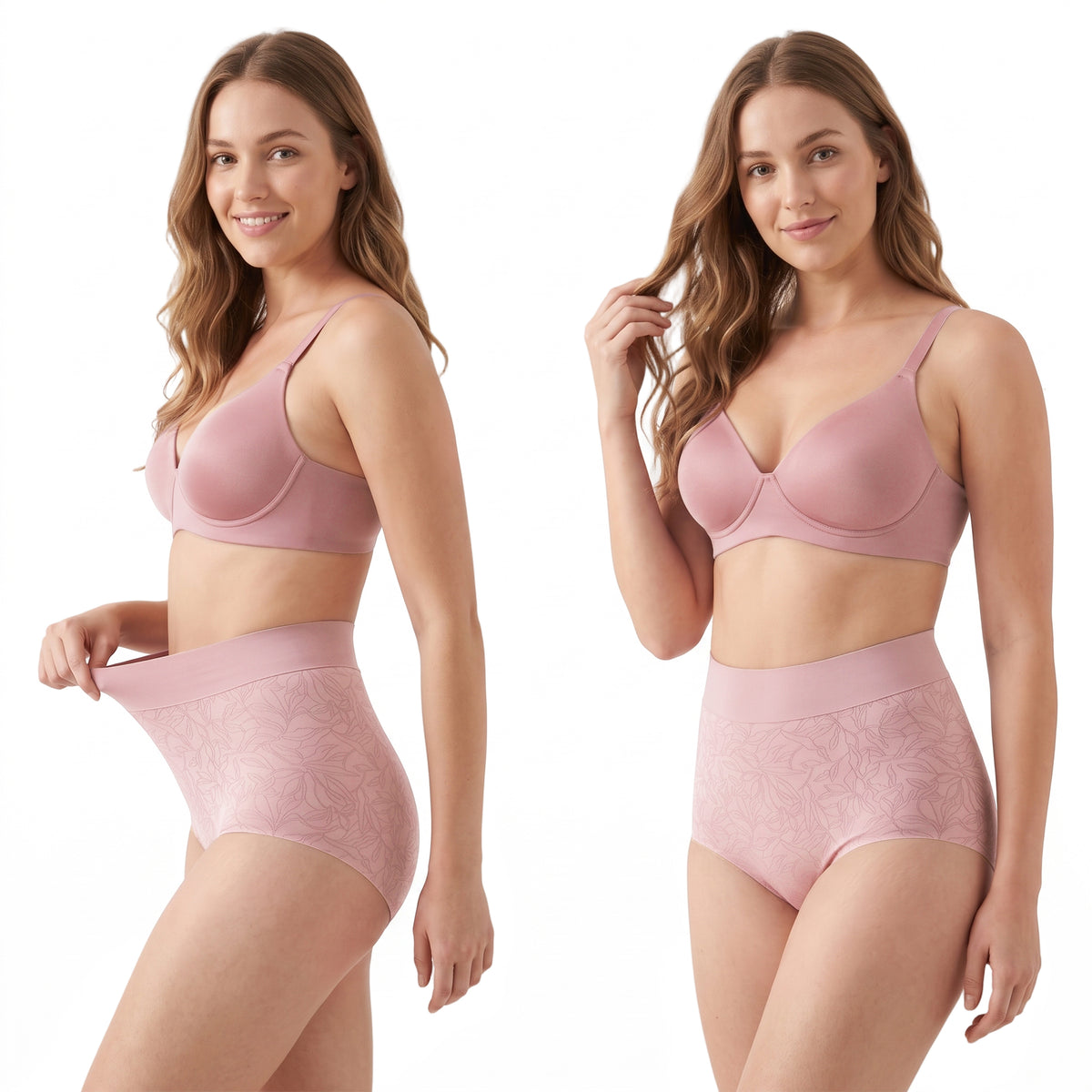 High Waisted Panties for Women 2 Pack Seamless Full Coverage No Show Underwear Soft Stretch Breathable Floral Jacquard Briefs Available in Plus Size