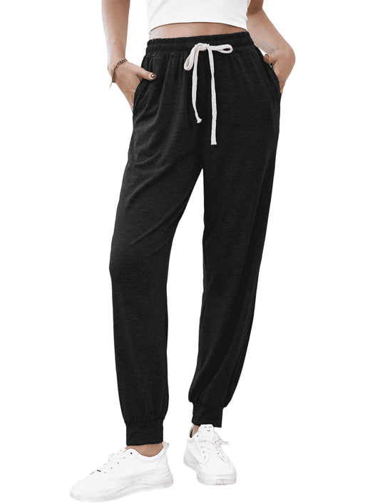 WQD Women's Jogger Sweatpants with Pockets Comfy Lounge Pants Casual Drawstring Athletic Workout Pajama Pants(Available in Plus Size)