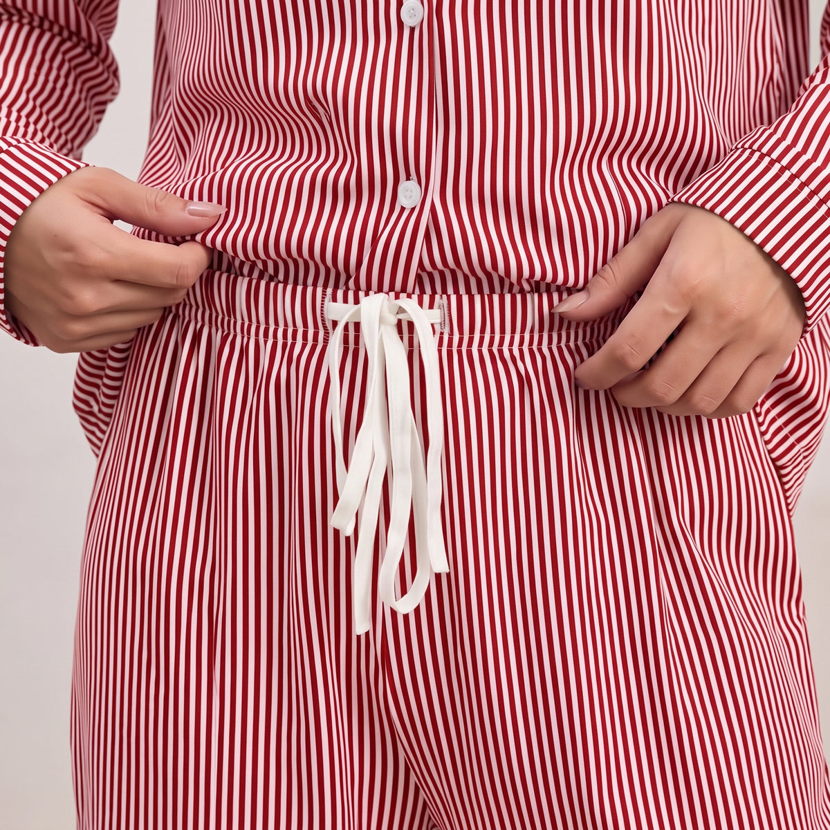 WQD Pajamas for Women Set 2 Piece Long Sleeve Button Down Top with Wide Leg Pants Soft Striped Loungewear Sleepwear with Pockets