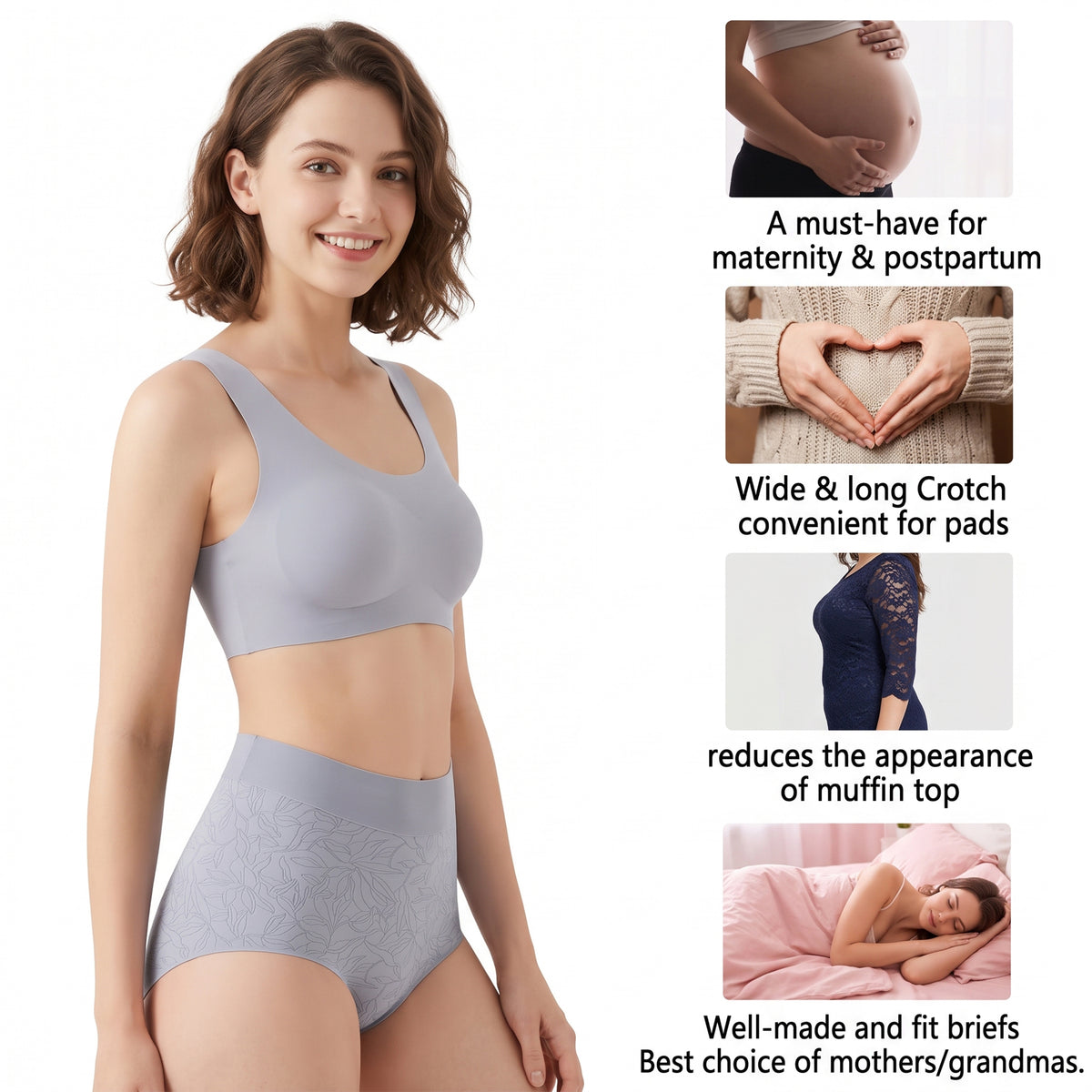 High Waisted Panties for Women 2 Pack Seamless Full Coverage No Show Underwear Soft Stretch Breathable Floral Jacquard Briefs Available in Plus Size