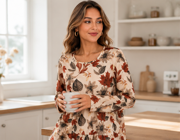 Women's Long Sleeve Shirts Floral Tunic Tops Casual Printed Blouses Loose Fit Women's Tops for Spring Fall Winter Available in Plus Size