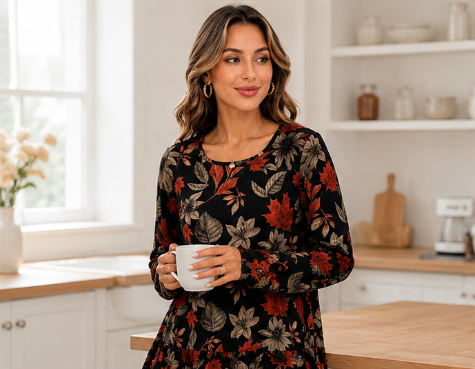 Women's Long Sleeve Shirts Floral Tunic Tops Casual Printed Blouses Loose Fit Women's Tops for Spring Fall Winter Available in Plus Size