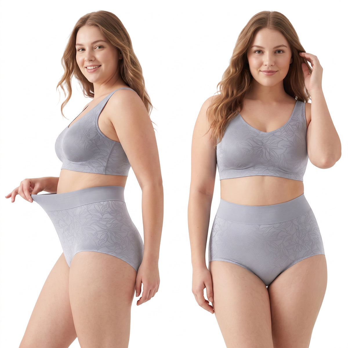 High Waisted Panties for Women 2 Pack Seamless Full Coverage No Show Underwear Soft Stretch Breathable Floral Jacquard Briefs Available in Plus Size