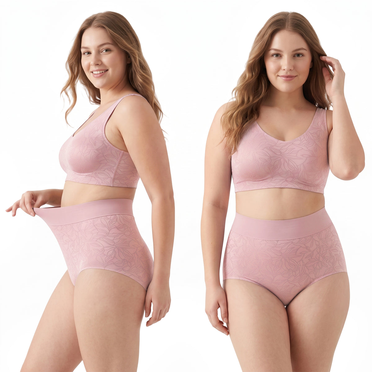 High Waisted Panties for Women 2 Pack Seamless Full Coverage No Show Underwear Soft Stretch Breathable Floral Jacquard Briefs Available in Plus Size