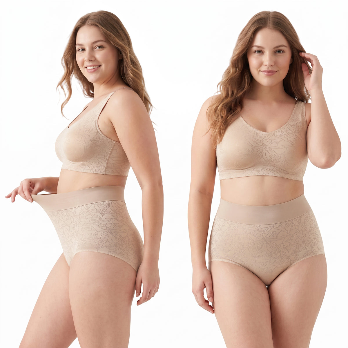 High Waisted Panties for Women 2 Pack Seamless Full Coverage No Show Underwear Soft Stretch Breathable Floral Jacquard Briefs Available in Plus Size