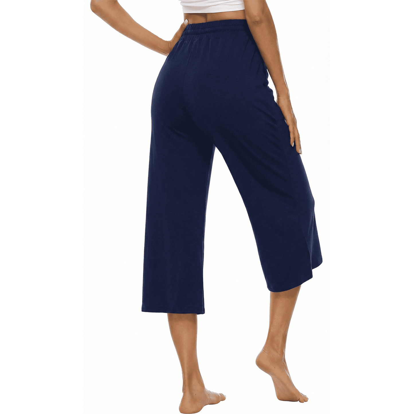 Women’s Capri Yoga Sweatpants with Pockets High Waist Drawstring Flared Pants Casual Workout Lounge Flare Leggings for Summer