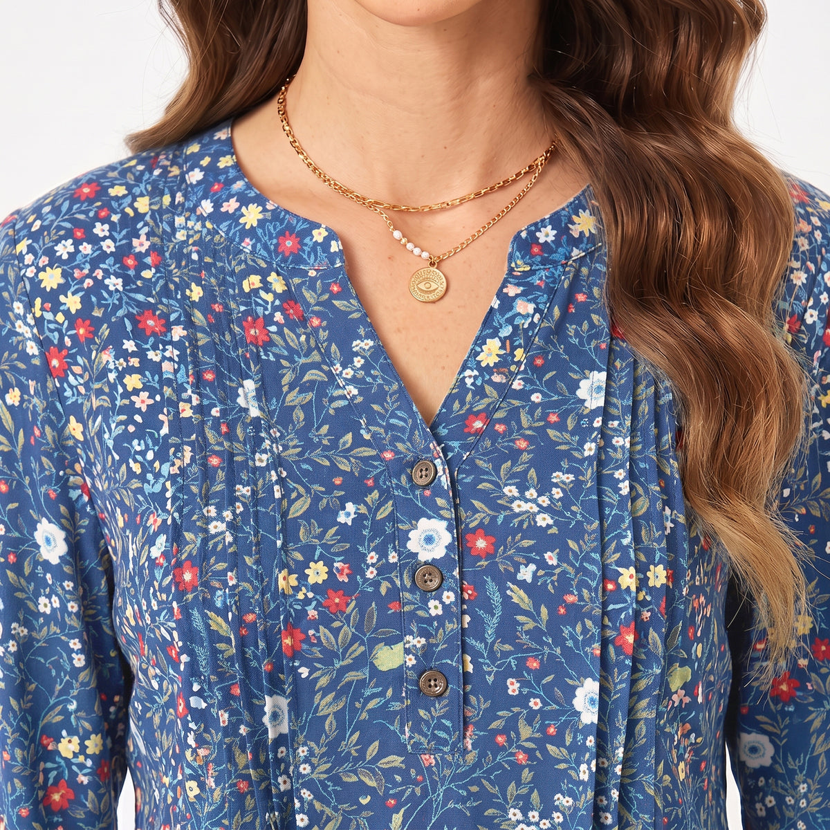 Women's Long Sleeve Tunic Tops Floral Pintuck Blouses Popover Shirts Dressy Casual Tops for Leggings Spring Fall Available in Sizes S-4XL