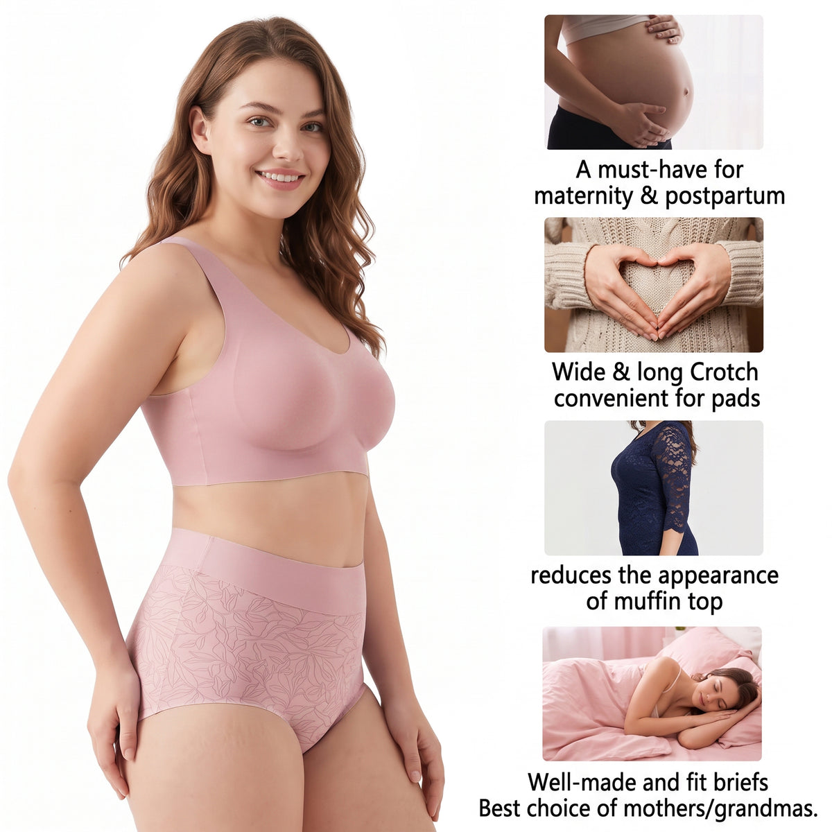 High Waisted Panties for Women 2 Pack Seamless Full Coverage No Show Underwear Soft Stretch Breathable Floral Jacquard Briefs Available in Plus Size