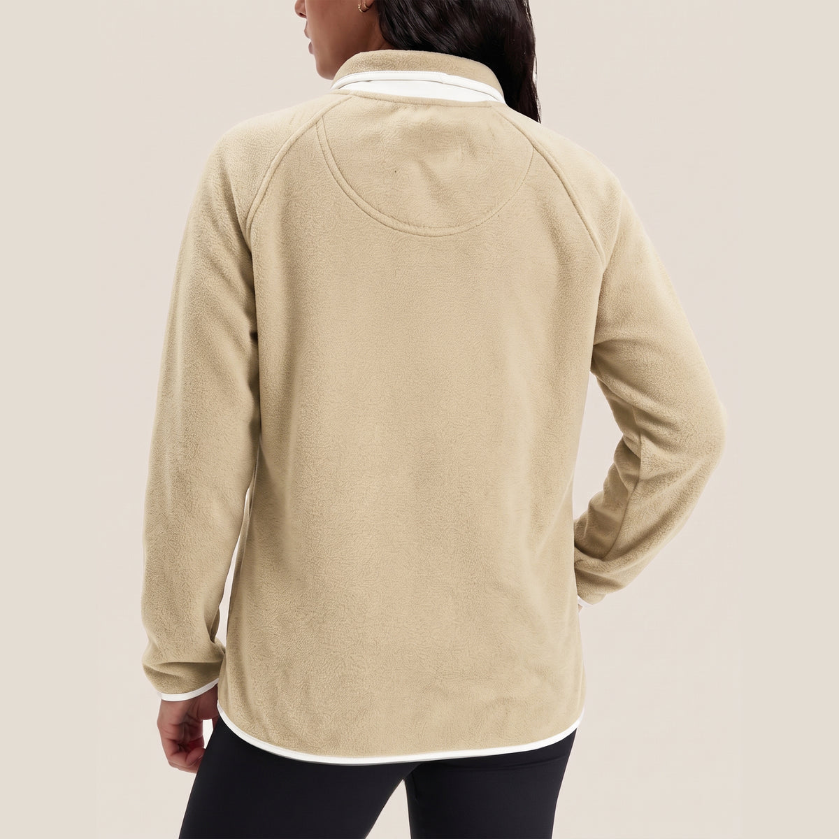 Women's Fleece Jacket Lightweight Stand Collar Long Sleeve Snap Button Front Outerwear Jacket with Side Pockets
