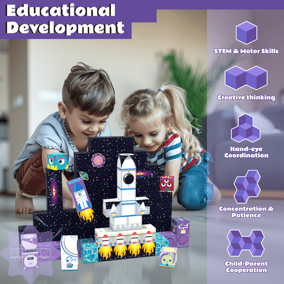 Flynow 100PCS Building Blocks Cubes Puzzle,Montessori Sensory Christmas Birthday Gifts for 3 4 5 6 7 8 9 10 Year Old Boys and Girls
