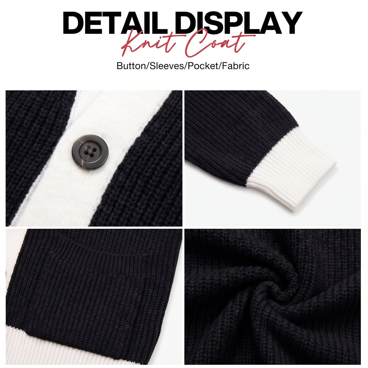 WQD Cardigan Sweaters for Women Button up Long Sleeve Knit Cardigan with Contrast Trim and Pockets for Spring Fall Winter