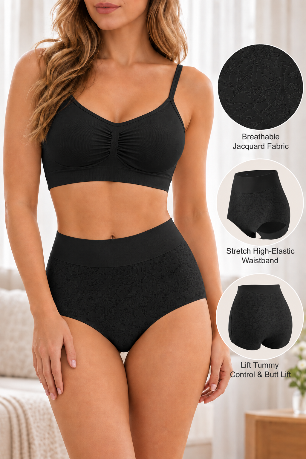 High Waisted Panties for Women 2 Pack Seamless Full Coverage No Show Underwear Soft Stretch Breathable Floral Jacquard Briefs Available in Plus Size