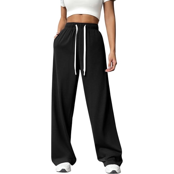 Womens Sweatpants High Waisted Wide Leg Sweat Pants Baggy Cargo Joggers Athletic Casual Drawstring Workout Pants with Pockets