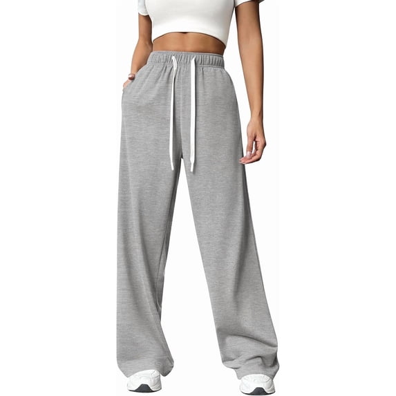 Womens Sweatpants High Waisted Wide Leg Sweat Pants Baggy Cargo Joggers Athletic Casual Drawstring Workout Pants with Pockets