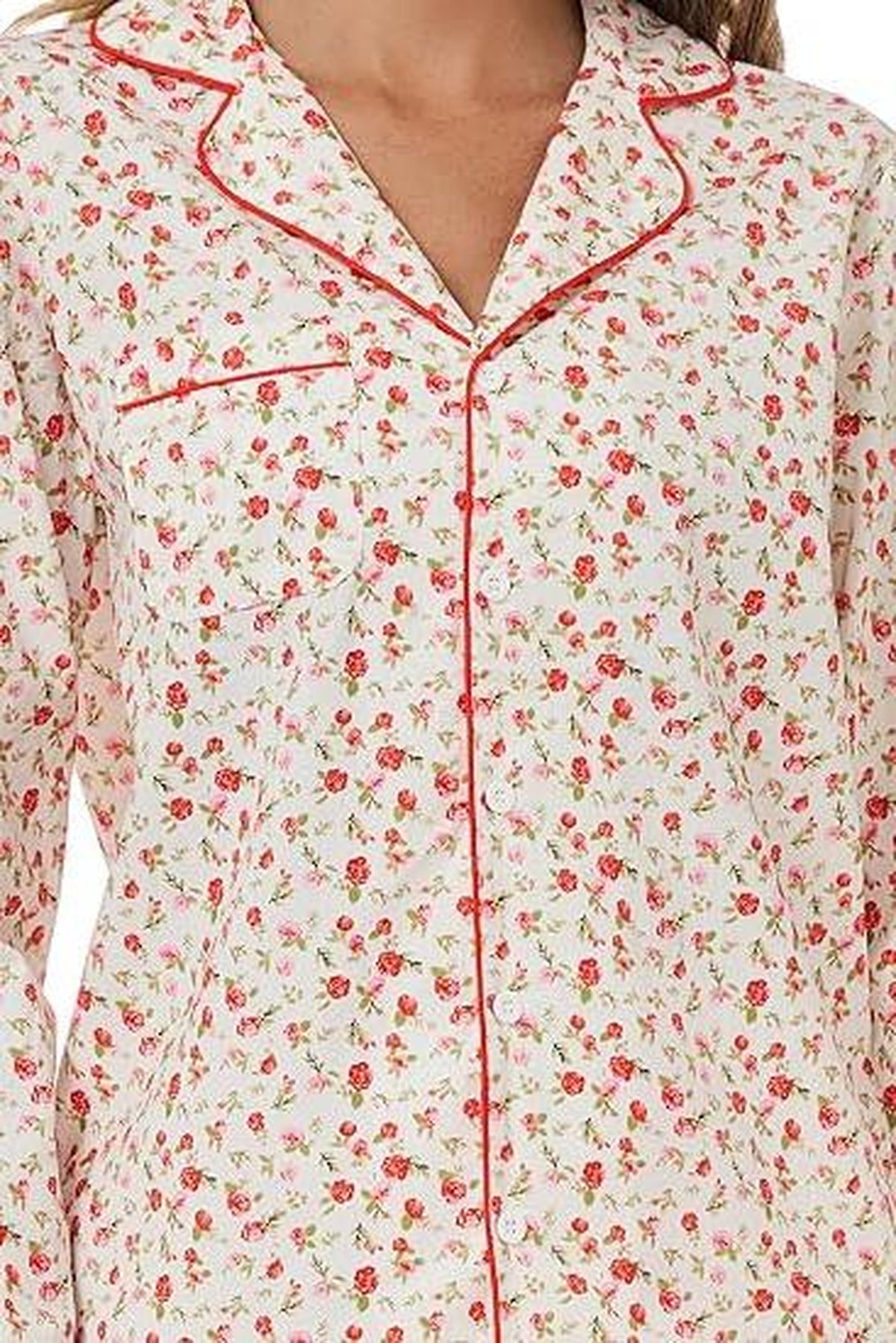 WQD Pajamas for Women 2 Piece Set Long Sleeve Button Front Pajama Set Soft Printed Sleepwear with Wide Leg Pants and Pockets
