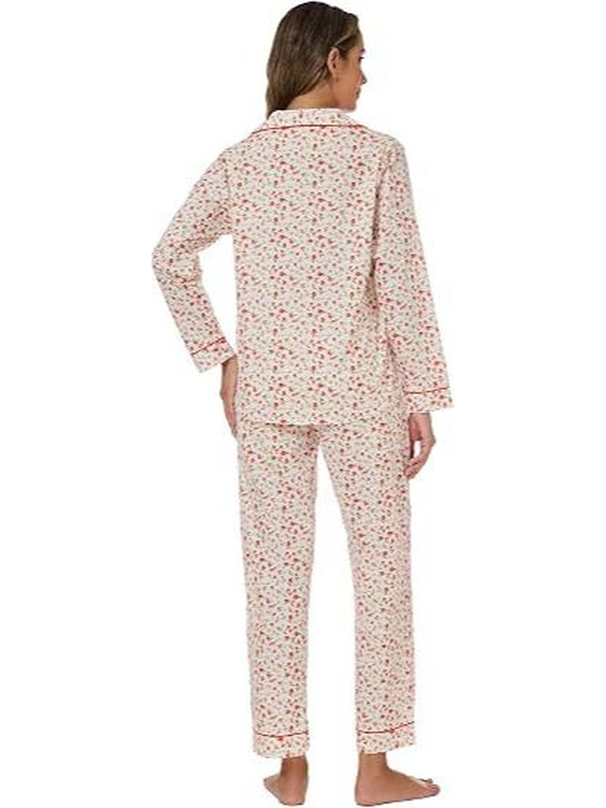 WQD Pajamas for Women 2 Piece Set Long Sleeve Button Front Pajama Set Soft Printed Sleepwear with Wide Leg Pants and Pockets