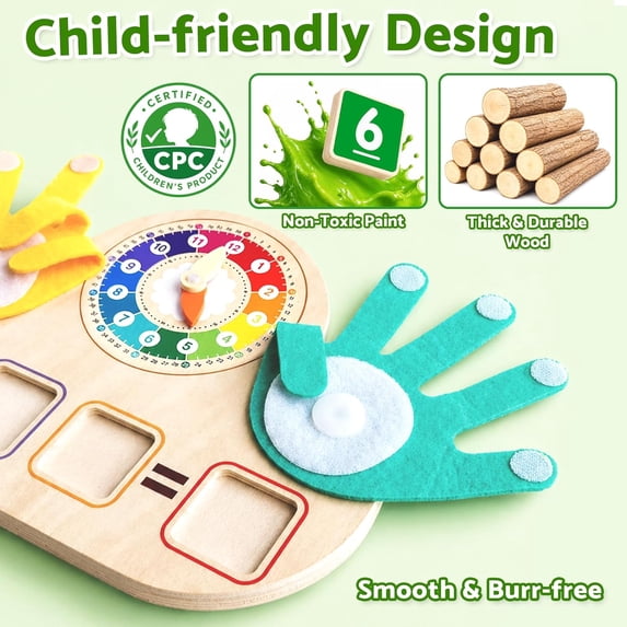 Flynow Toddler Learning Sensory Toys Preschool Educational Montessori Math Manipulatives Kid 1-5, Boy Girl Age 2 3 4 Year Old, Wood Finger Counting Tracing Board Birthday Christmas Holiday Gift
