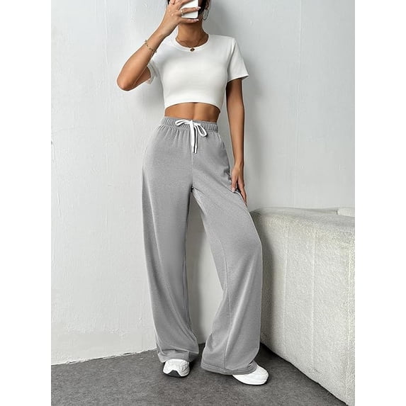 Womens Sweatpants High Waisted Wide Leg Sweat Pants Baggy Cargo Joggers Athletic Casual Drawstring Workout Pants with Pockets