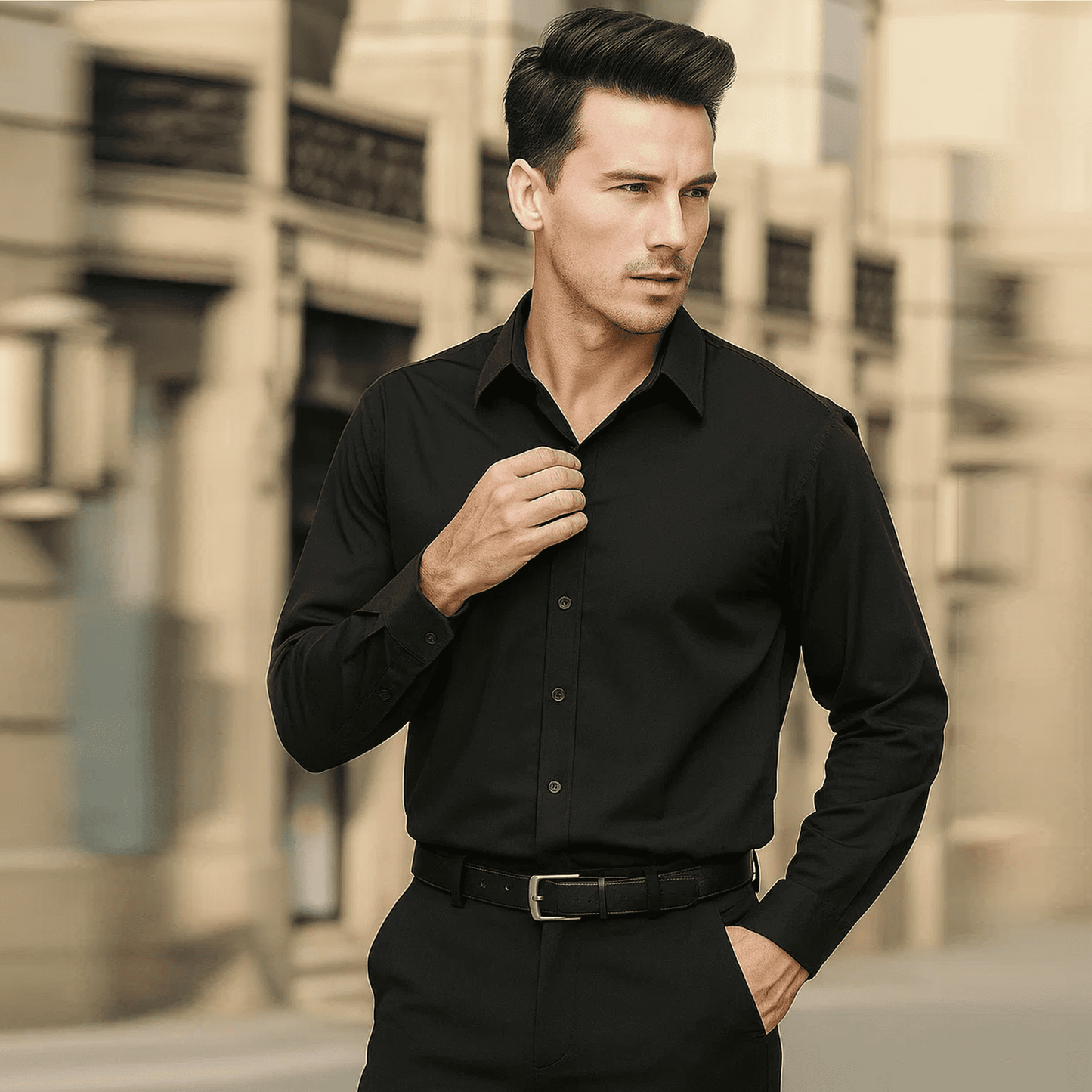 WQD Mens Dress Shirts Long Sleeve Button Down Shirt Stretch Wrinkle-Free Business Casual Shirts Solid Formal Wedding Dating Shirt