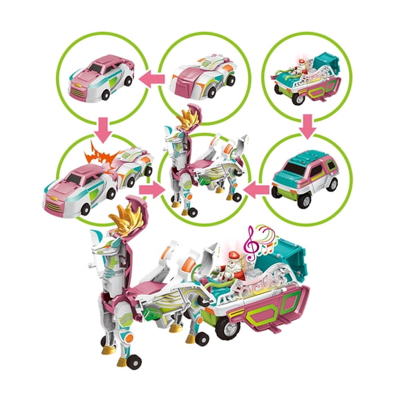 Flynow Transforming Cars – 3 in 1 Collision Toy Cars Turns into Reindeer Carriage with LED Lights, Cool Robots Car Toys for Kids Birthday Gift for Boys and Girls 3-10 Years Old